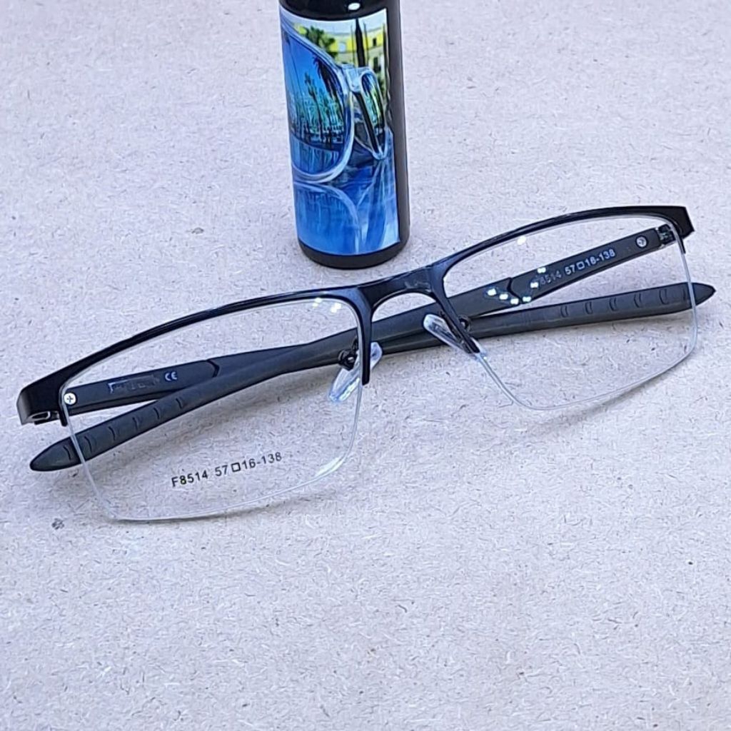 Kaca Mata Baca Plus Double Fokus Lensa Progresif Photocromic Bluecrhomic Blueray F8514