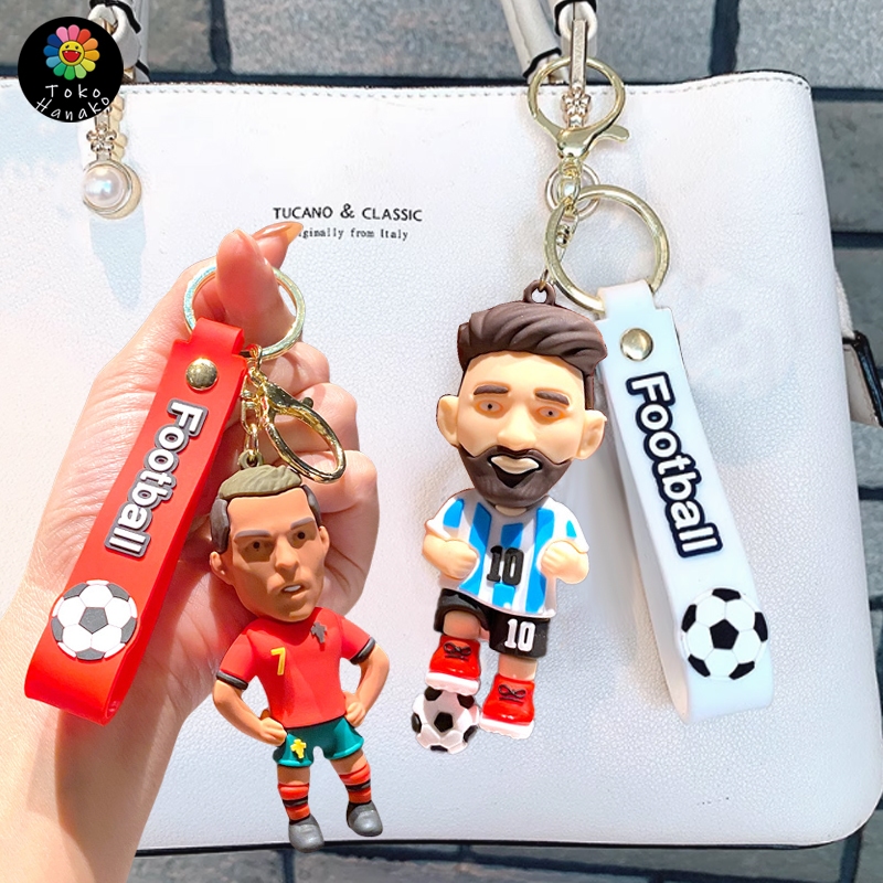 Gantungan Kunci Figure Pemain Sepakbola Gantungan Kunci 3d Messi Ronaldo Cr7 Kryan Mbappe Modrid Kar