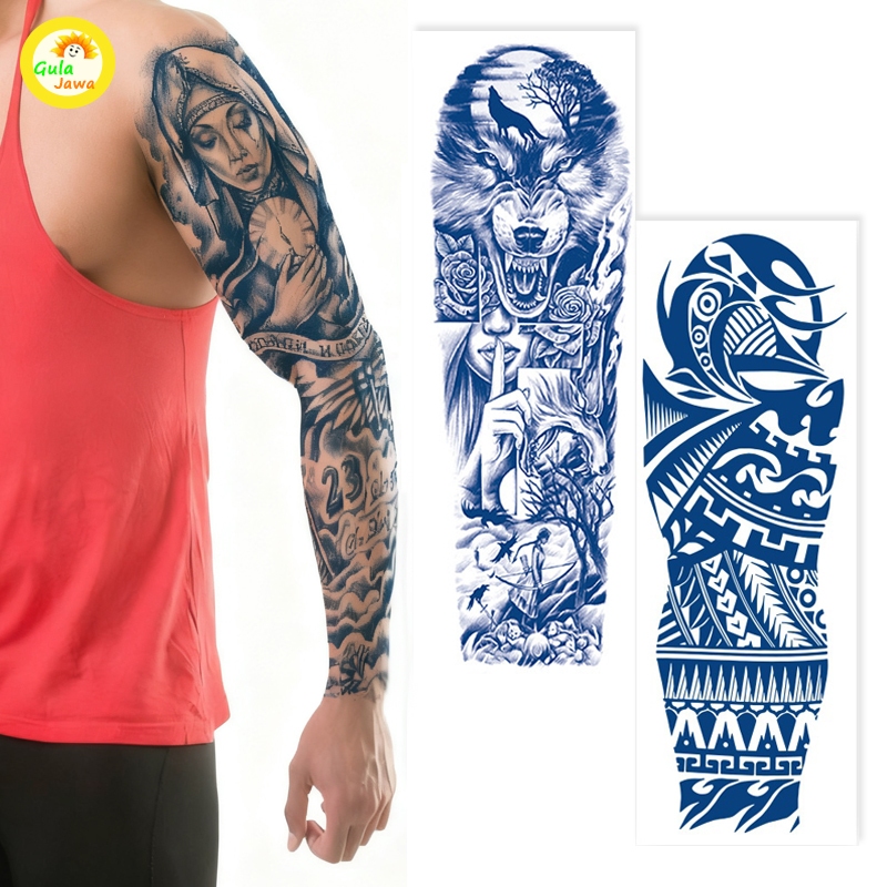 Temporary Tattoo Bahan Herbal Tattoo Lengan Penuh Anti Silau & Natural Premium Tattoo Temporary Tato