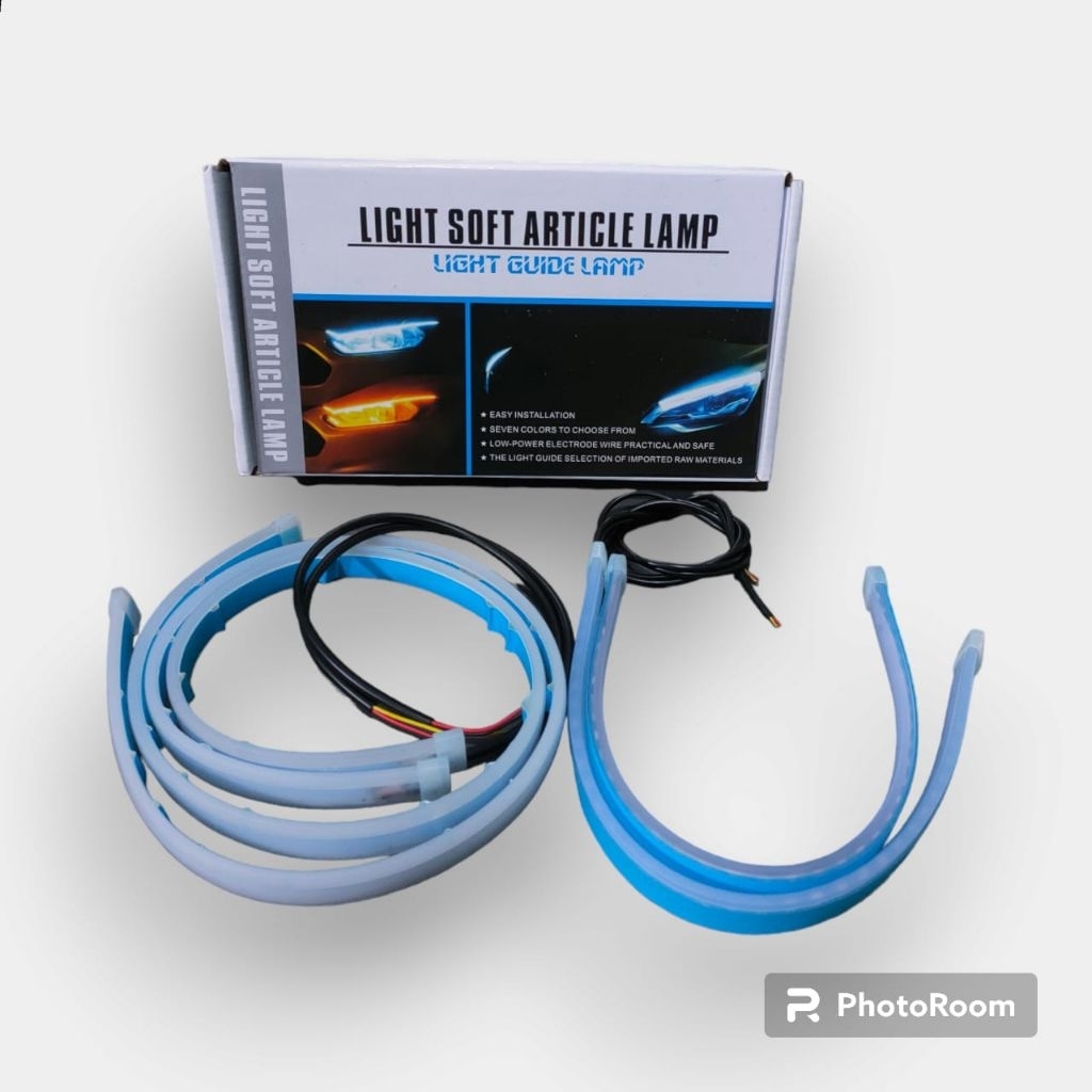 Lampu Alis LED Sen Running 30 CM BIRU KUNING Motor/ Mobil 12volt