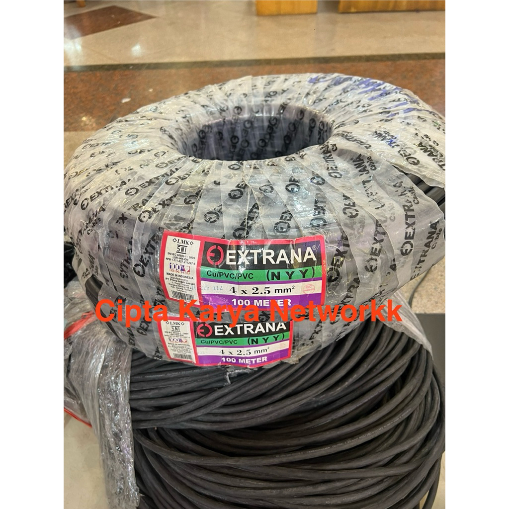 Kabel Extrana NYY 4x2.5 mm Hitam / NYY 4x2.5 Extrana / NYY 4x2.5mm Extrana 50M 100m