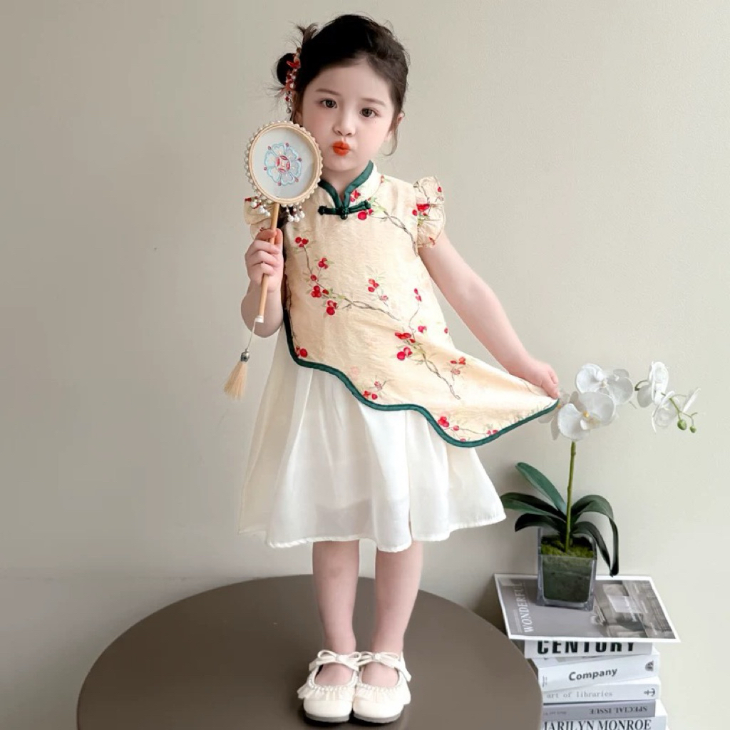 Cherry Cheongsam Dress/ Dress Anak Perempuan/ Cheongsam Anak Perempuan/ Qipao Anak Perempuan/ Baju I
