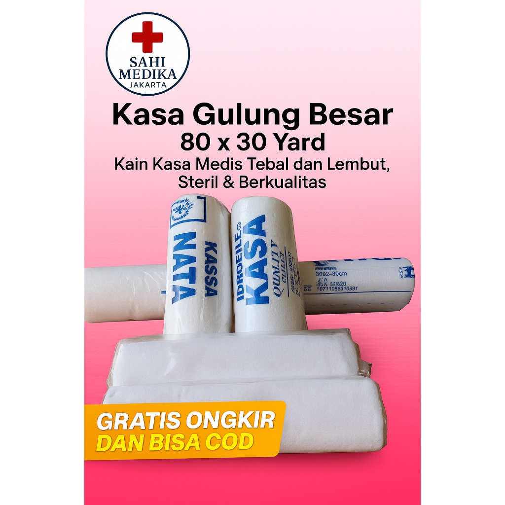 Kasa Gulung Besar 80 x 30 Yard – Kain Kasa Medis Tebal dan Lembut, Steril & Berkualitas