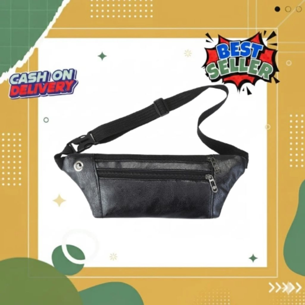 Tas Pinggang Selempang Pria Waistbag Bahan Kulit | Desain Premium Elegan Dan Kuat | Bisa Dipakai di 