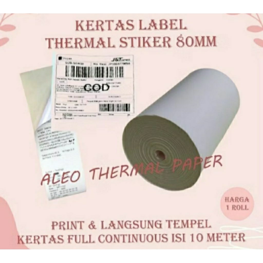 KERTAS LABEL THERMAL STIKER 80MM/LABEL PENGIRIMAN SHOPE/ONLINE