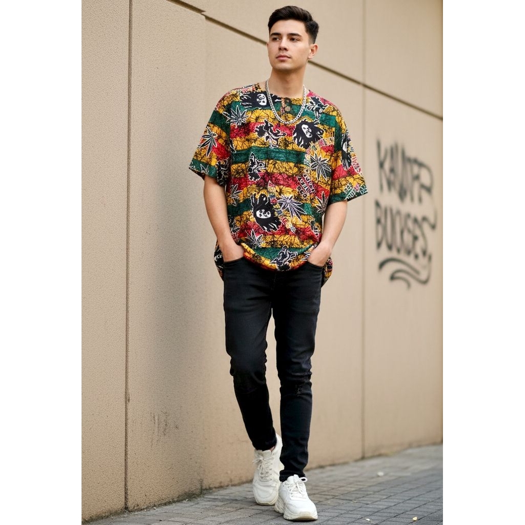 KAOS BALI/KAOS PRIA/KAOS PANTAI/BAJU PANTAI  MOTIF REGGAE