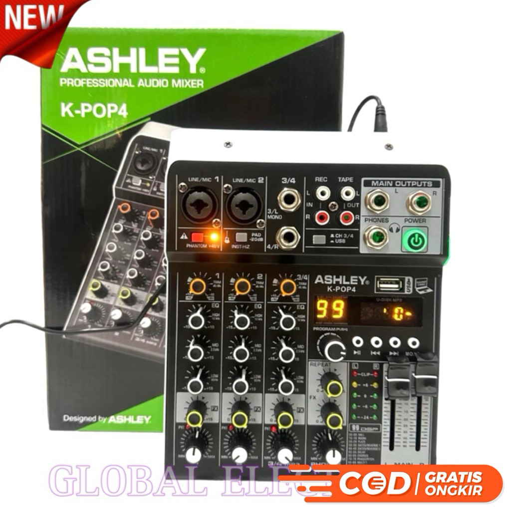 MIXER AUDIO ASHLEY K-POP 4 ORIGINAL 4 CHANNEL K POP4  ORIGINAL ASLI ASHLEY GARANSI RESMI ASHLEY 1TH