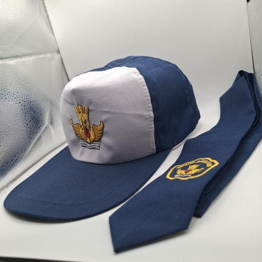 PAKET HEMAT ISI TOPI SMP DAN DASI | Topi SMP Biru Putih | Dasi smp | Topi Sekolah