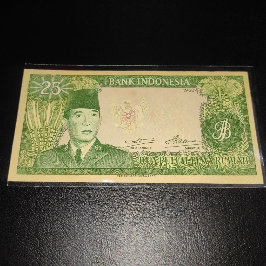 25 rupiah Sukarno tahun 1960 UNC