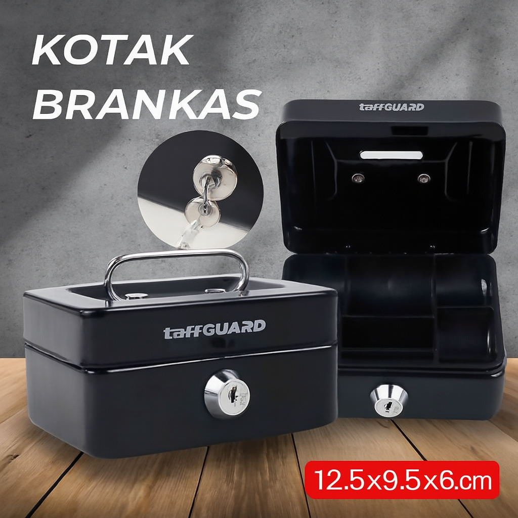 Kotak Brankas Uang Mini Safebox Key Lock 12.5x9.5x6cm Tempat Penyimpanan Uang Logam Perhiasan Kunci 