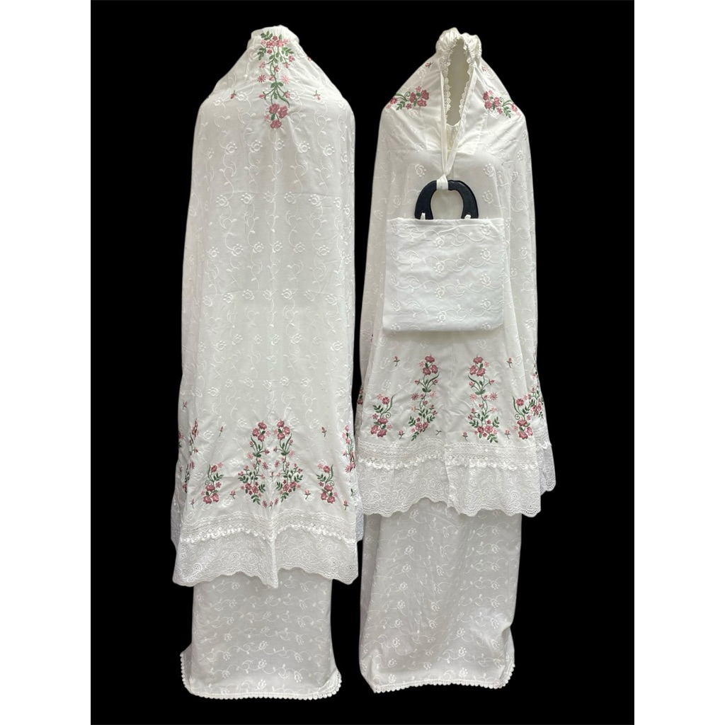 MUKENA DEWASA KATUN PARIS RUBIAH PREMIUM FULL BORDIR MOTIF JUMBO