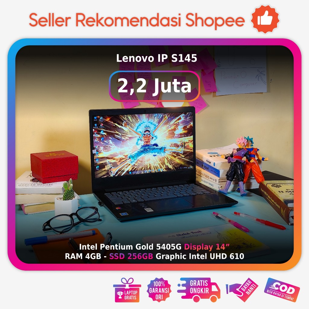 ✨ Laptop Lenovo IP S145 - Pentium Gold 5405U  RAM 4GB SSD 256GB 14" Anti Glare - Banyak Bonusnyaaa ⚡