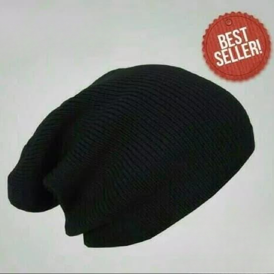 Topi Kupluk Pria Wanita Hitam Nyaman