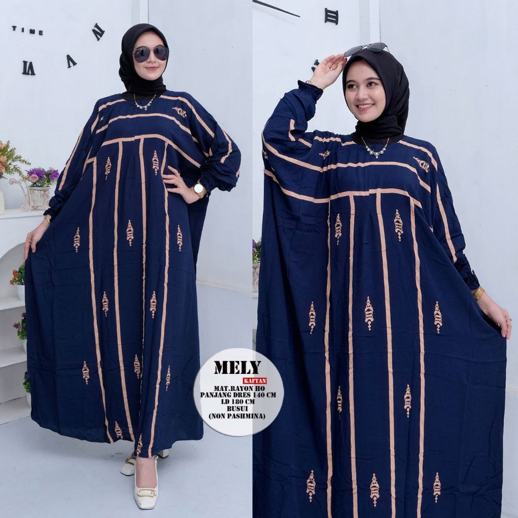 Grosir Gamis Kaftan Mely Terbaru 2025 Bahan Rayon Ld 180 Pb 140 Jumbo