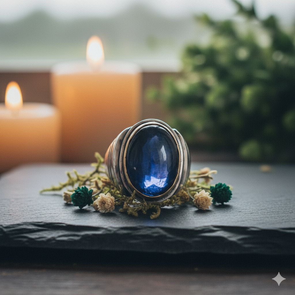 cincin monel tanam batu blue cyklop papua 18 mm