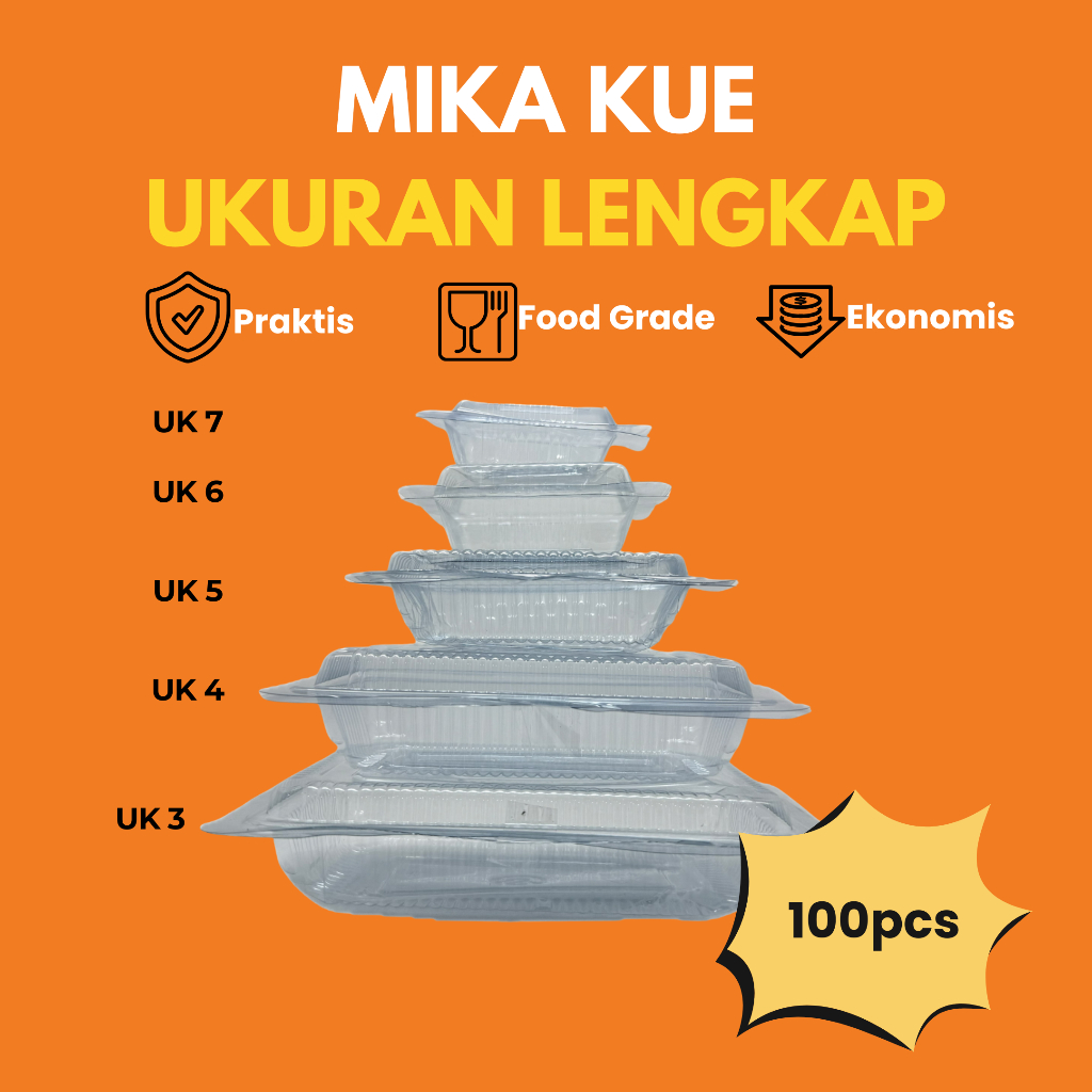 (100PCS) Mika Kue Foodgrade Plastik | Mika Snack | Mika Tutup Sambung