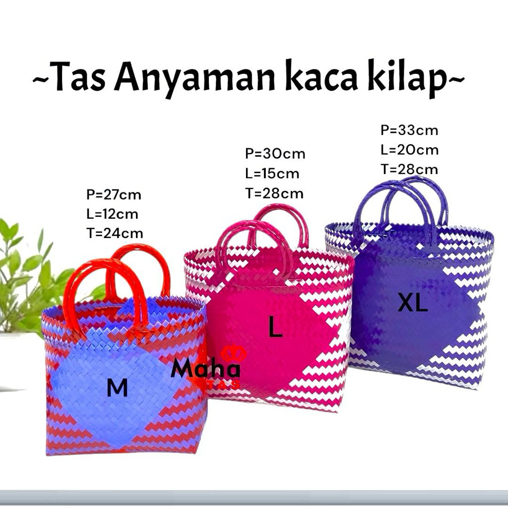 Tas Anyaman plastik Kaca AA mengkilap TERMURAH tas keranjang tas hajatan/tas souvenir