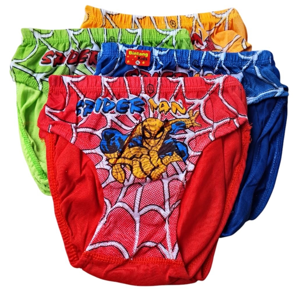 iSi 12 PCS celana dalam anak laki-laki karakter Spiderman,CD anak cowok usia 1-10 tahun slempak anak