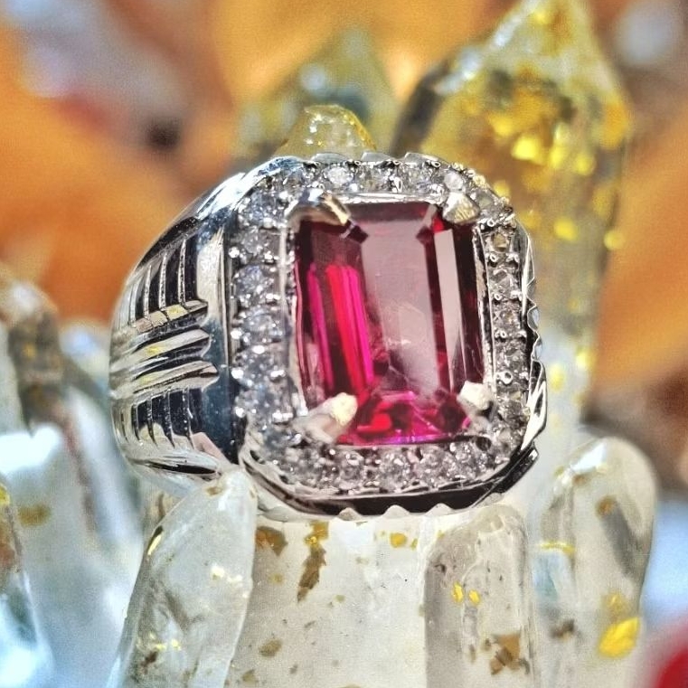 Cincin Permata Pink Topaz Original