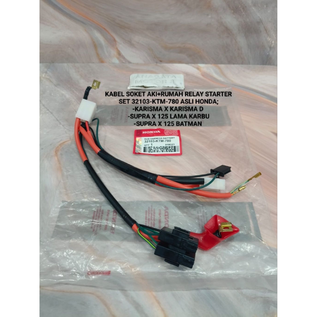 KABEL SOKET AKI+RUMAH RELAY STARTER SET 32103-KTM-780 ASLI HONDA KARISMA X KARISMA D SUPRA X 125 LAM