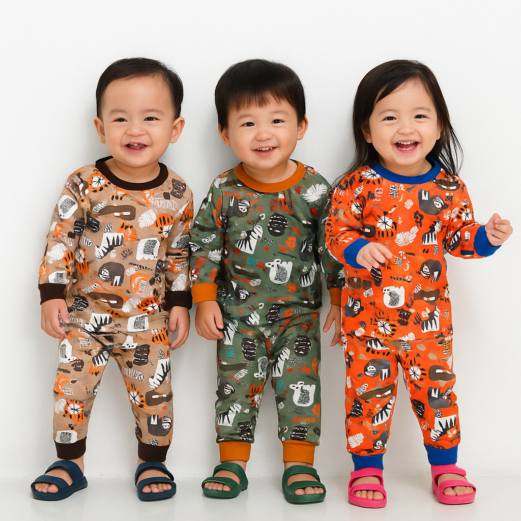 3stel baju tidur bayi premium gaffykids umur 4 sampai 18 bulan