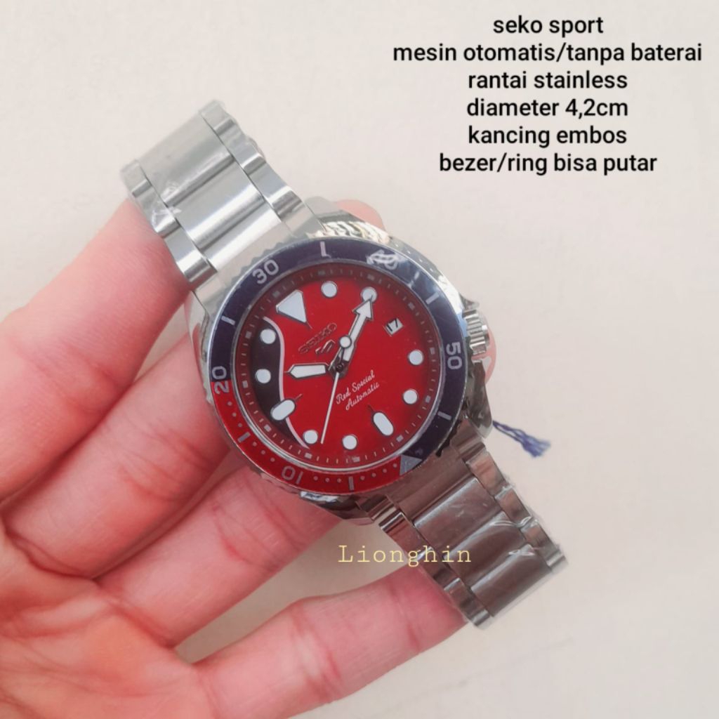 jam tangan SK 5 sport otomatis/automatic jam tangan seiko5 otomatis tanpa baterai rantai stainless
