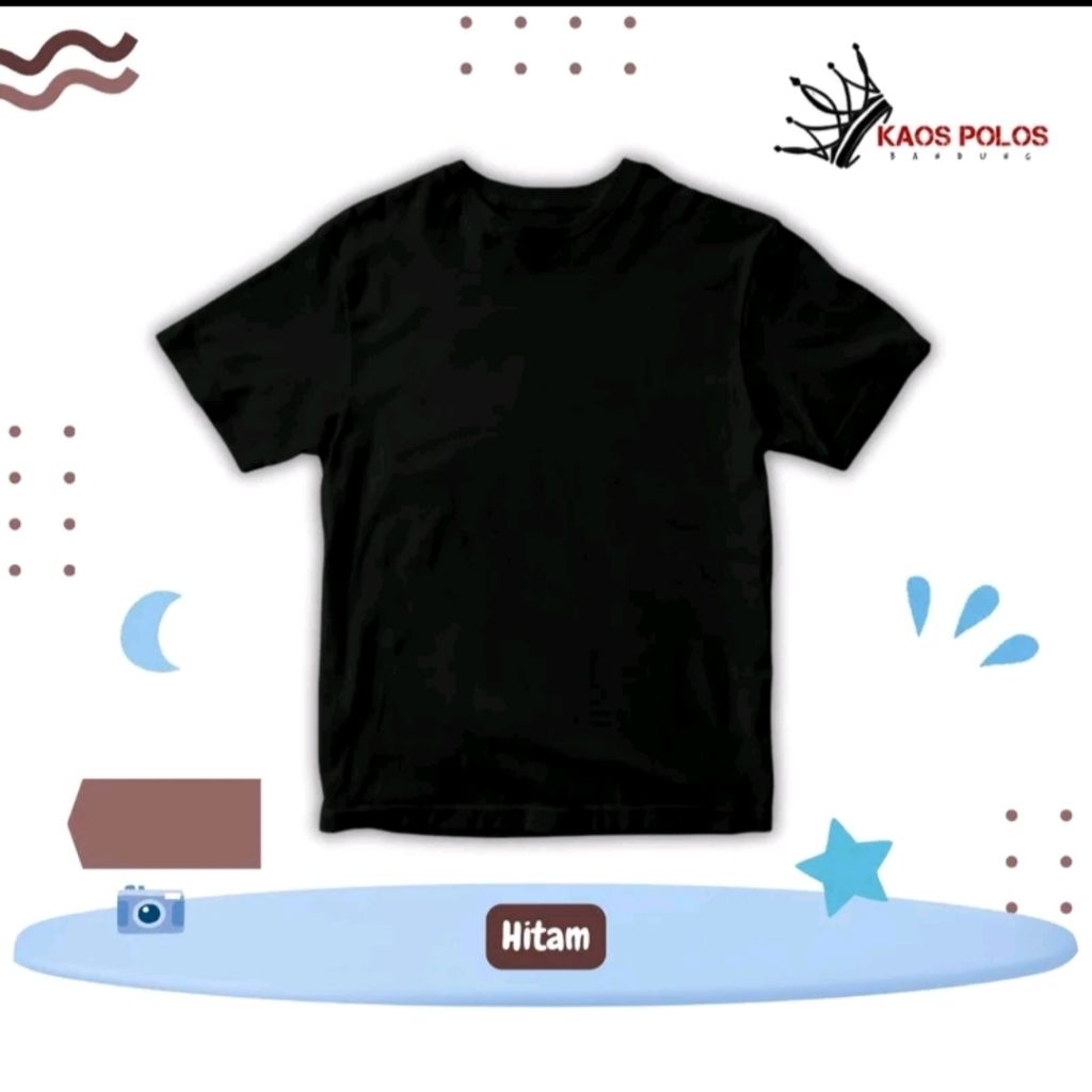 Kaos Anak Hitam Polos Keren Unisex Usia 1-12 Tahun