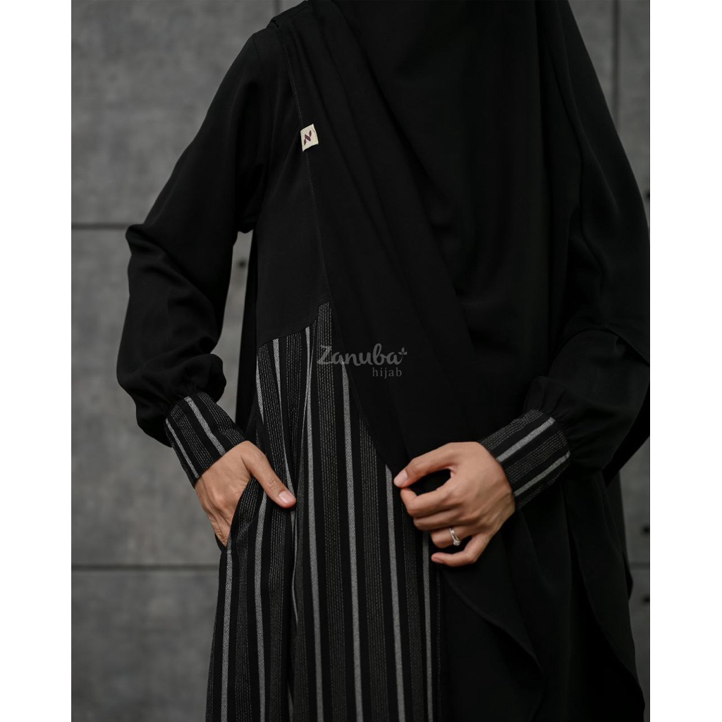 ORI ZANUBA - JETBLACK SERIES Abaya Set Jetblack Premium Free cadar | Abaya Busui Zanuba