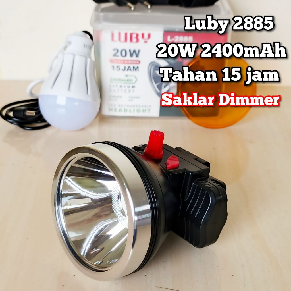 Senter kepala Luby 2885 Luby Dimmer 20W waterproof luby Original Baterai