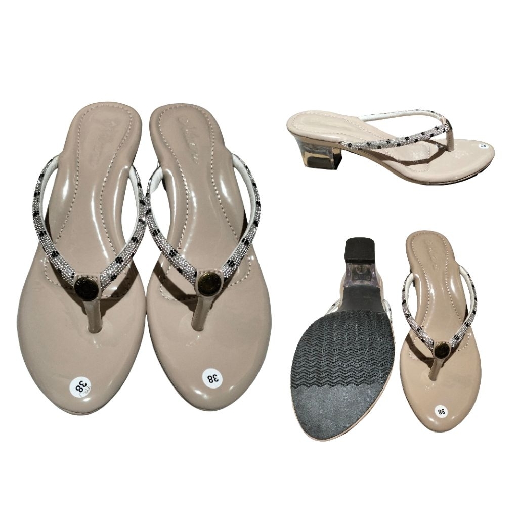 sandal wedges hak kaca 5cm terbaru wanita