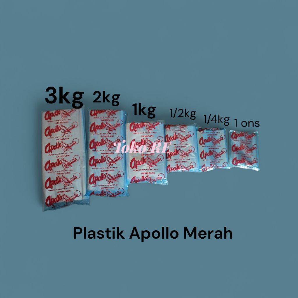 Plastik Apollo Merah isi 100 lembar 3kg 2kg 1kg