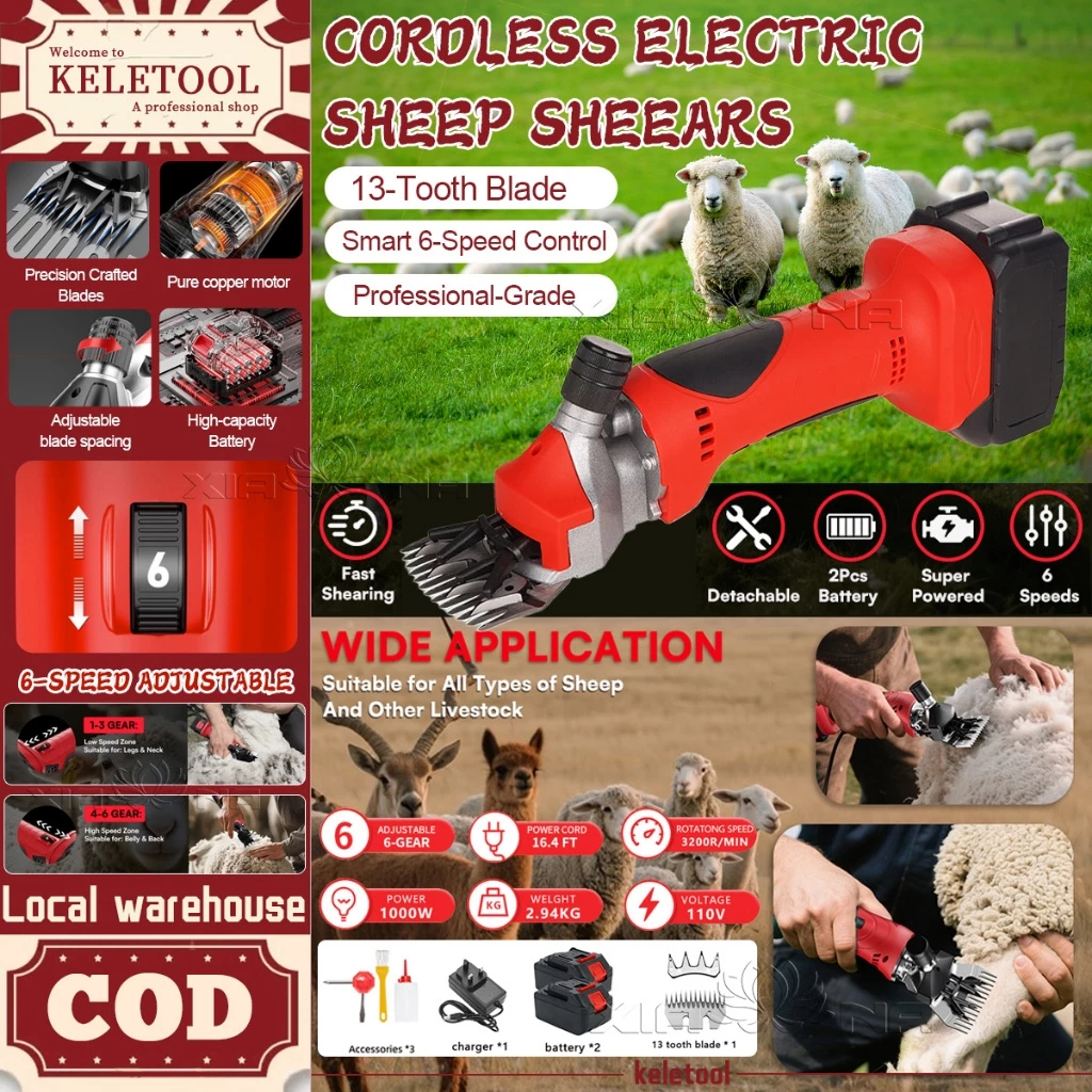 <COD> Alat Potong Cukur Bulu Domba Kambing Listrik Dapat diisi ulang Goat Clipper Mesin Cukur Pencuk