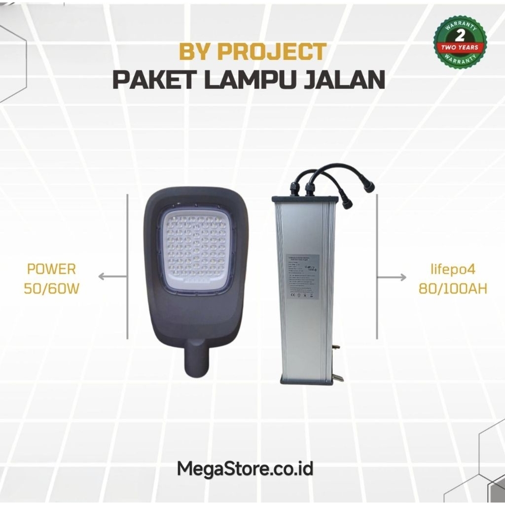 paket lampu jalan 60w 50w + baterai lifepo4 pjuts 60w lampu pju 50w - PKT-PJUTS-60W