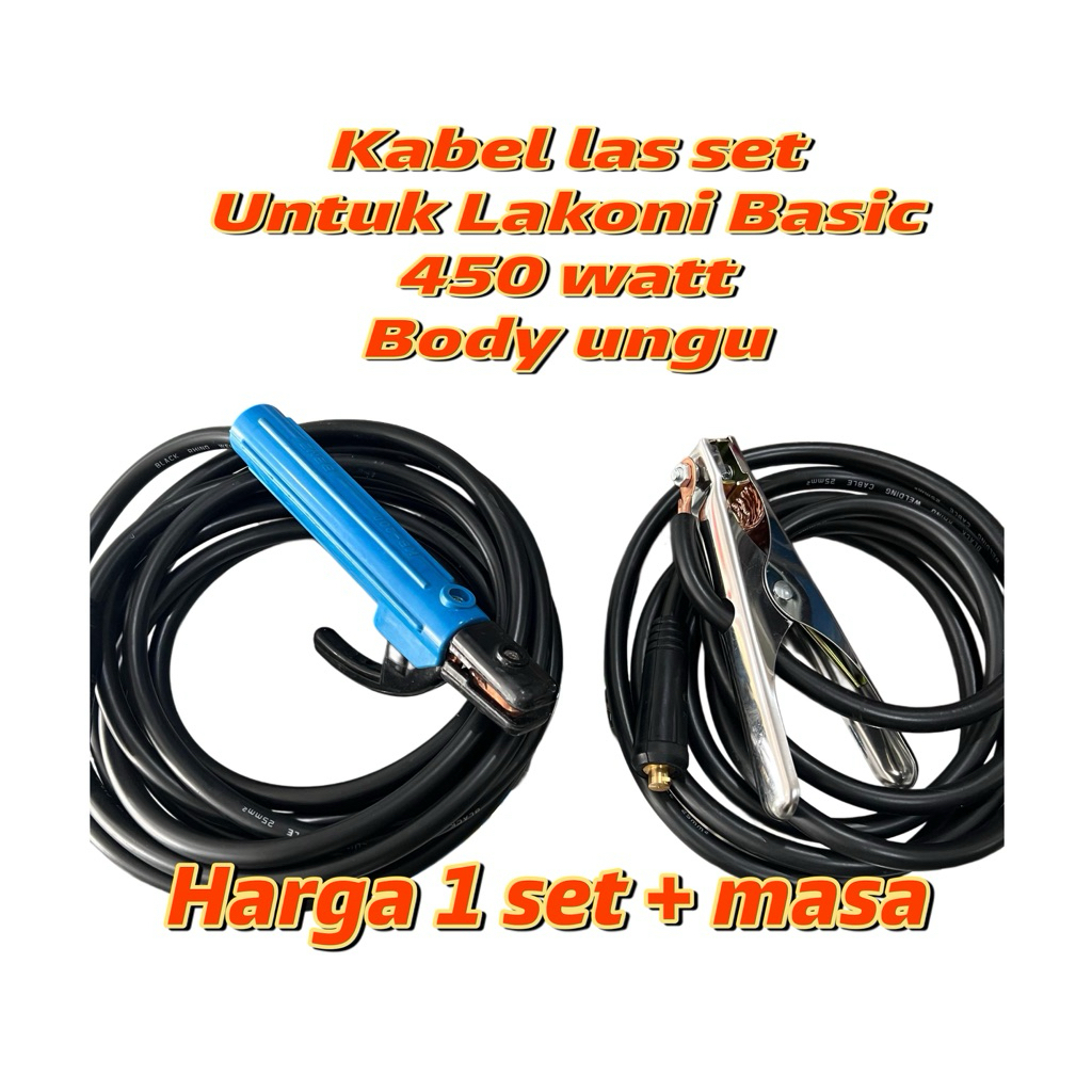 Kabel las set plus masa untuk mesin las lakoni basic 450 watt kabel las lakoni 25 mm