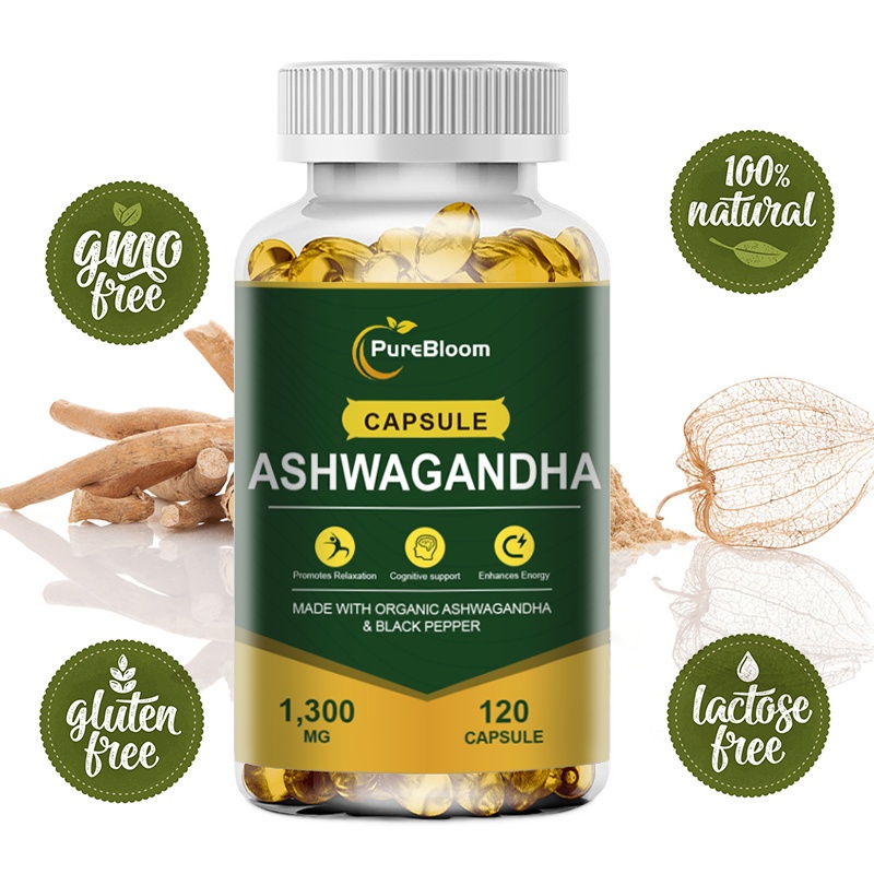 PureBloom Ashwagandha Sangat Aktif: Bahan-bahan organik + lada hitam meningkatkan sinergi. Meningkat