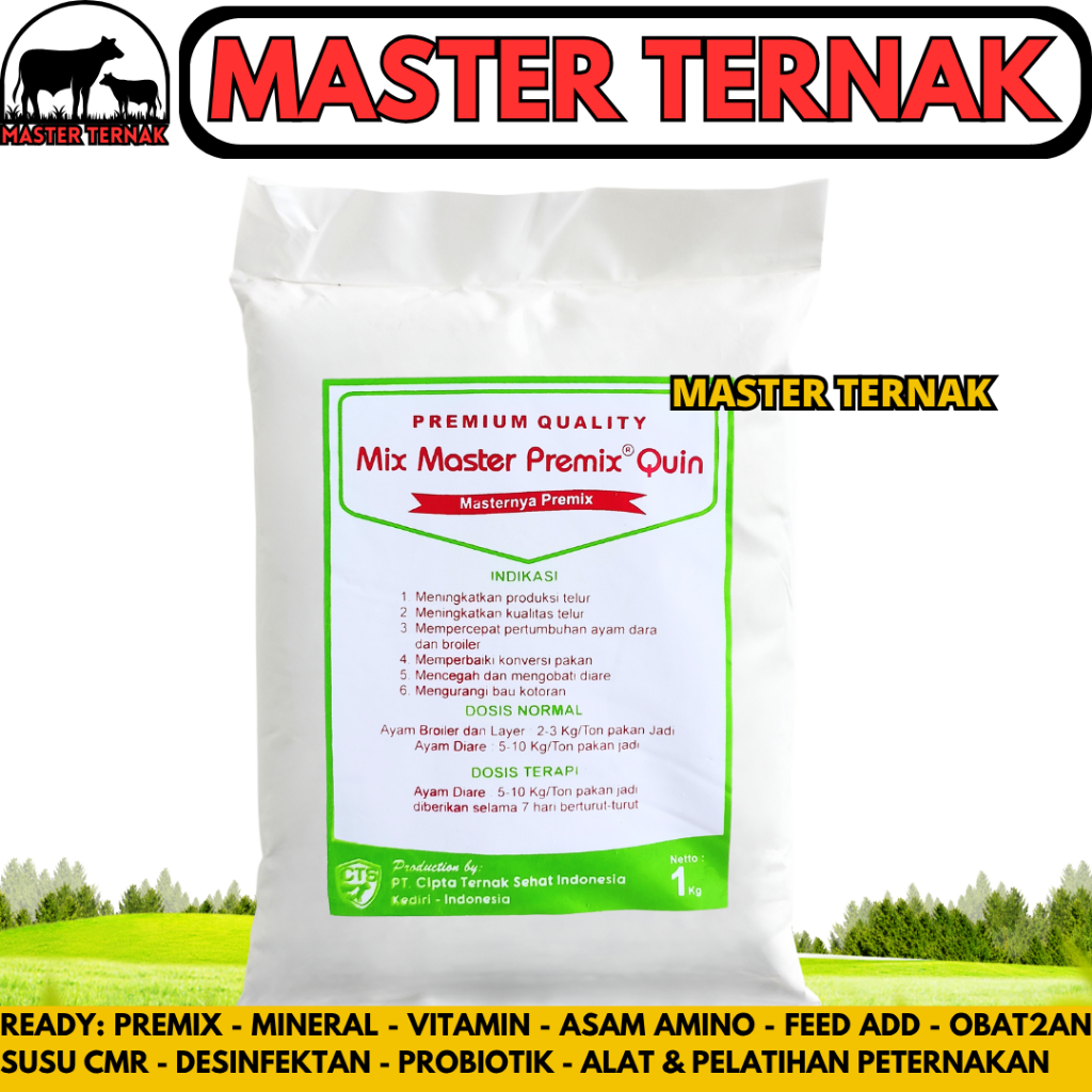 MIX MASTER PREMIX QUIN 1 KG - AGP Olaquindox Pemacu Pertumbuhan Ayam & Babi Like Vitanox