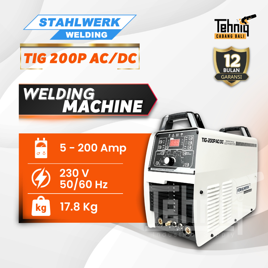 Mesin Las Listrik Trafo Las STAHLWERK TIG-200P AC/DC Aluminium Argon AC/DC Pulse STAHLWERK