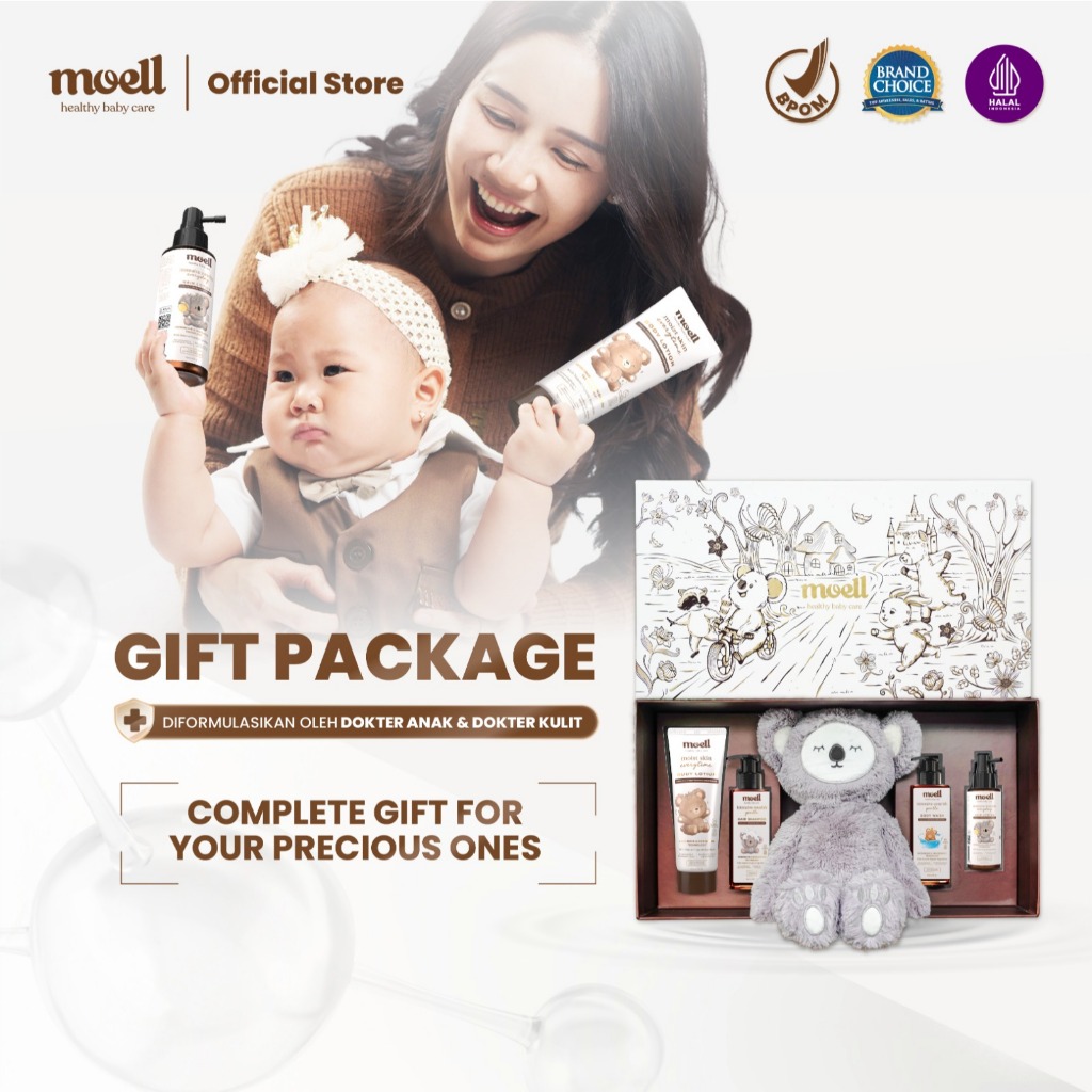 Moell Exclusive Gift Package - Paket Skincare Bayi Anak Sabun, Sampo, Hair Lotion, Body Lotion - Ski