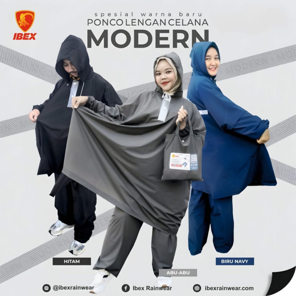 ibex jas hujan ponco lengan celana modern / jas hujan Ponco lengan celana modern PVC ibex / jas huja