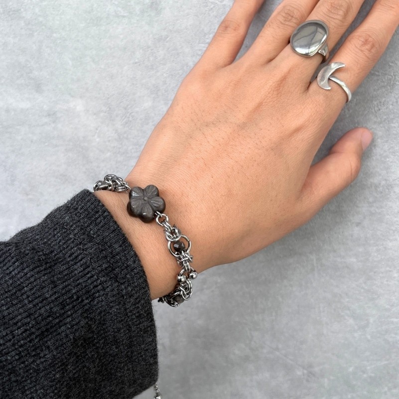 BUNGA Bracelet Stainless Steel | Natural Gemstone Spacer