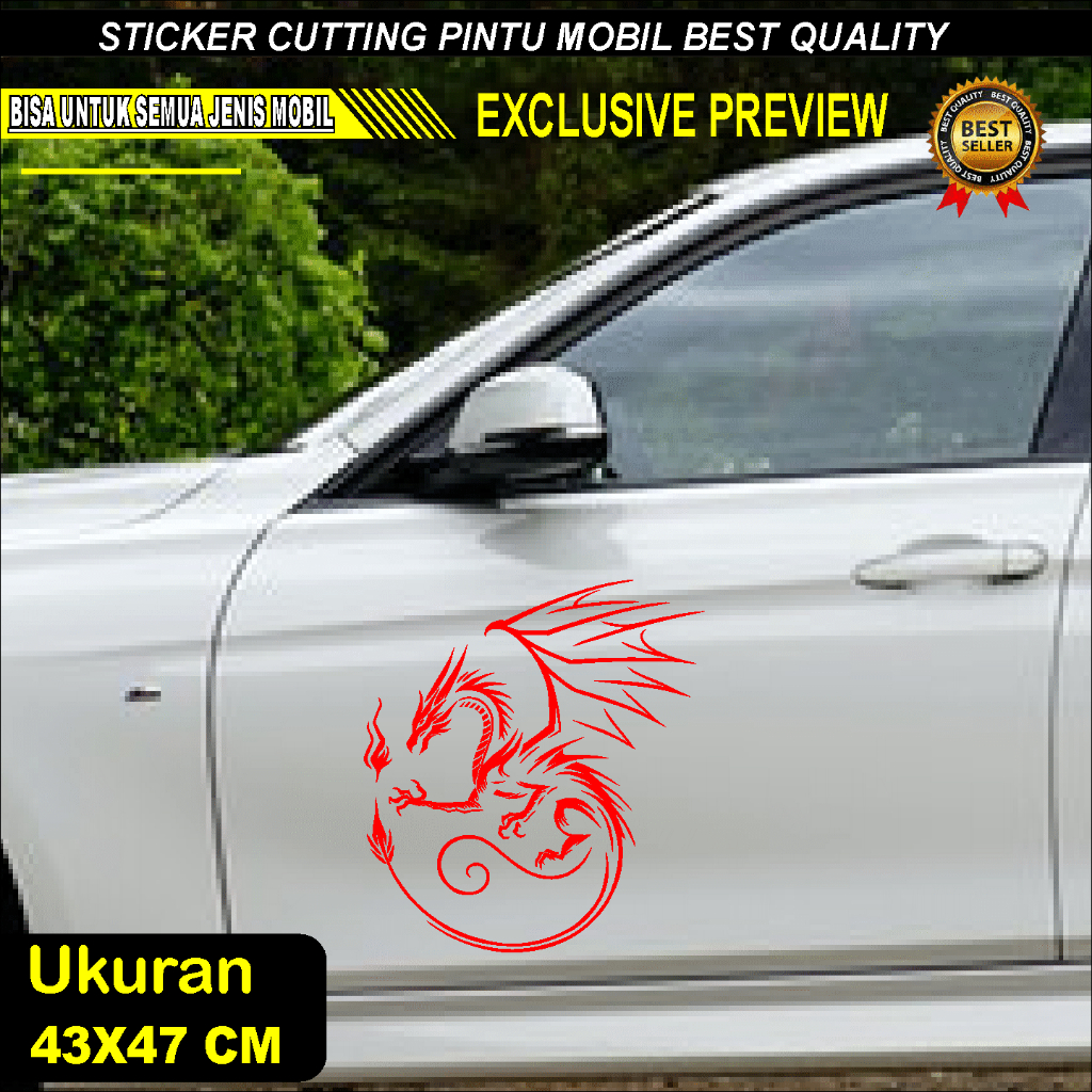 STICKER CUTTING PINTU MOBIL GAMBAR DRAGON
