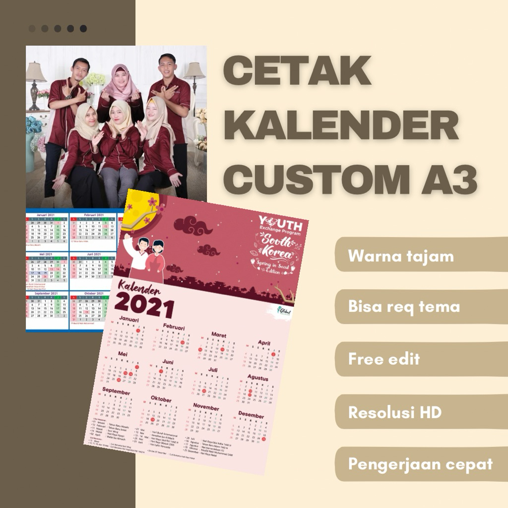 CETAK KALENDER CUSTOM A3 / CUSTOM KALENDER DINDING