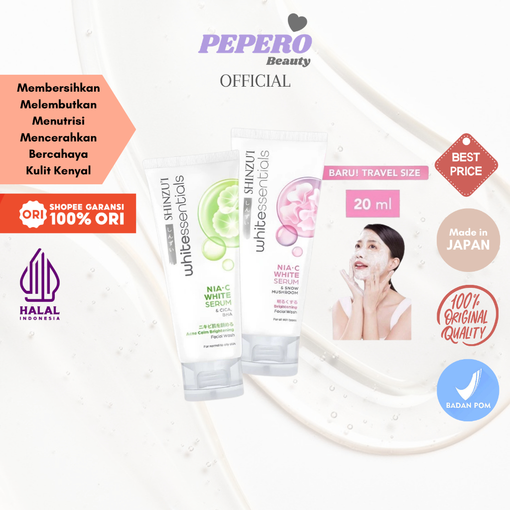 SHINZUI WHITEssentials Acne Calm Brightening Facial Wash CICA | Double Brightening Facial Wash Snow 