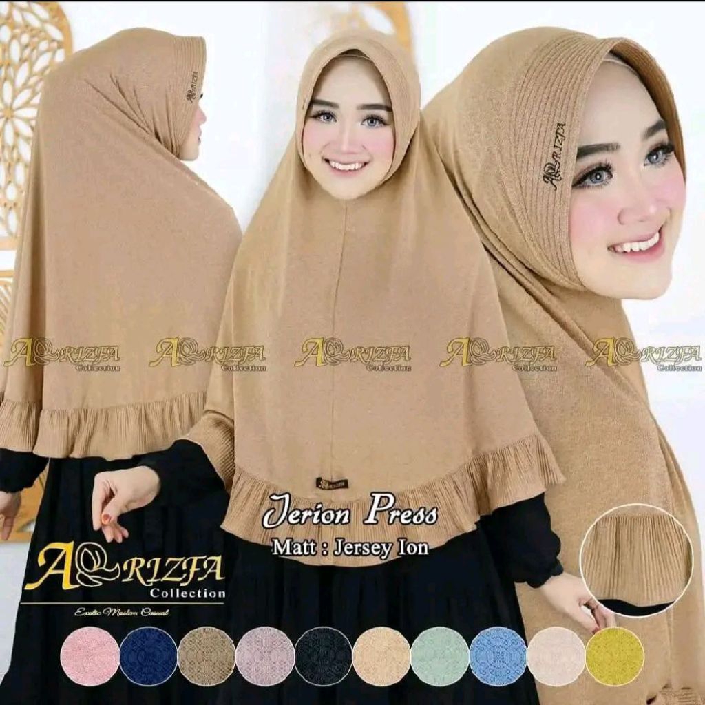 Jerion Pres XXL Hijab Arrizfa Bahan Jersey Ion Hijab Besar Oval Original Arrizfa Collection