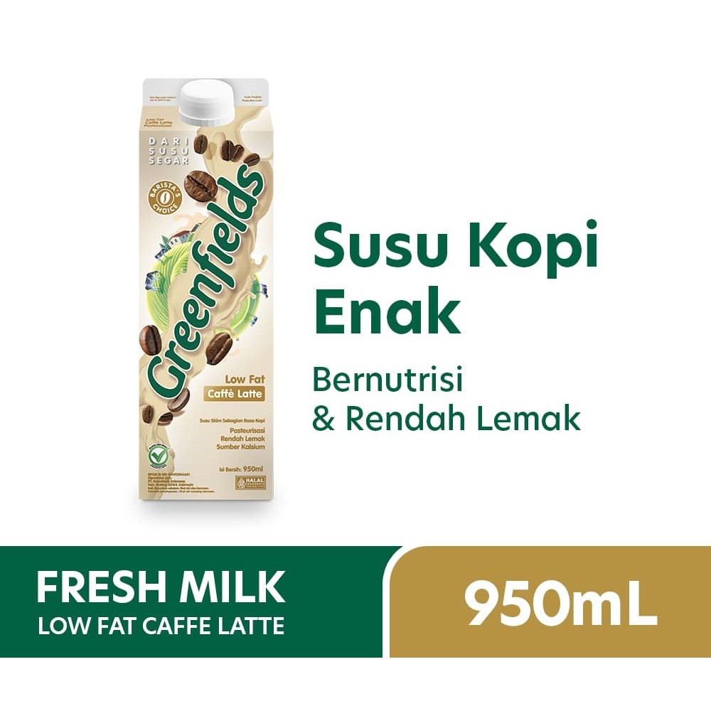 GREENFIELDS FRESH MILK SUSU PASTEURISASI RASA COFFEE LATTE 1 DUS 6 PCS