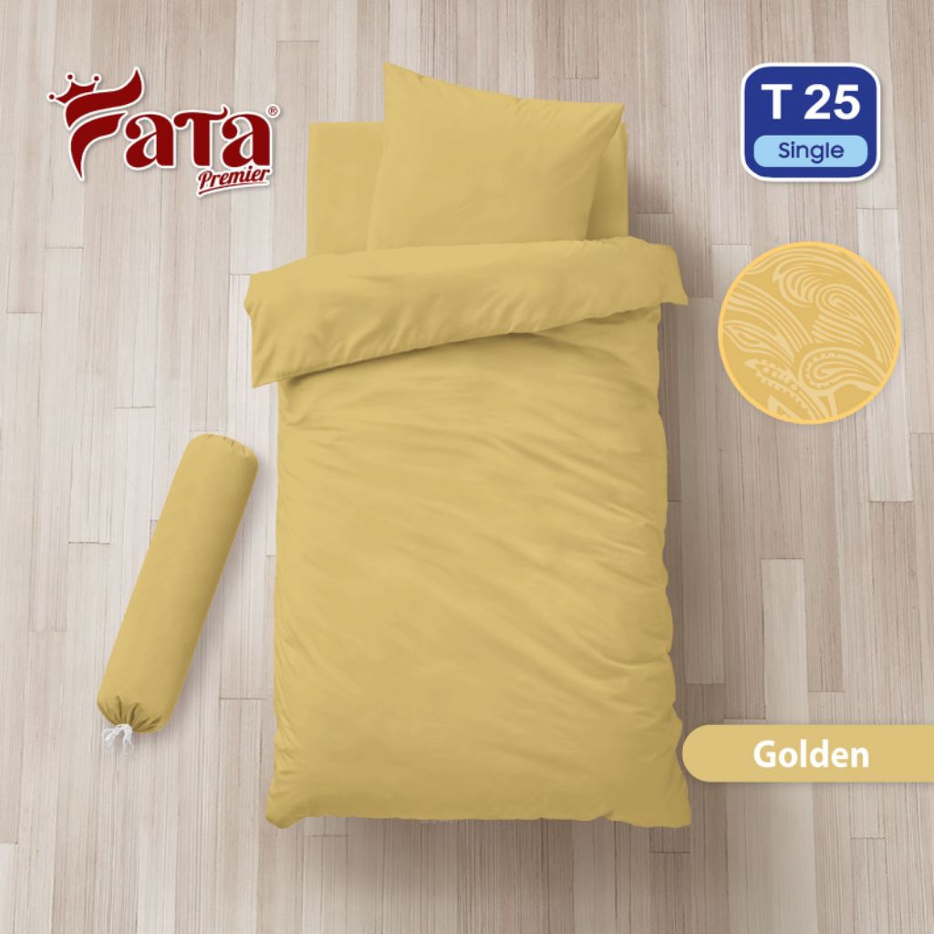 FATA - Bedcover Set / Bed Cover Polos Golden Ukuran Single 120x200 / Single 100x200 / Single 90x200