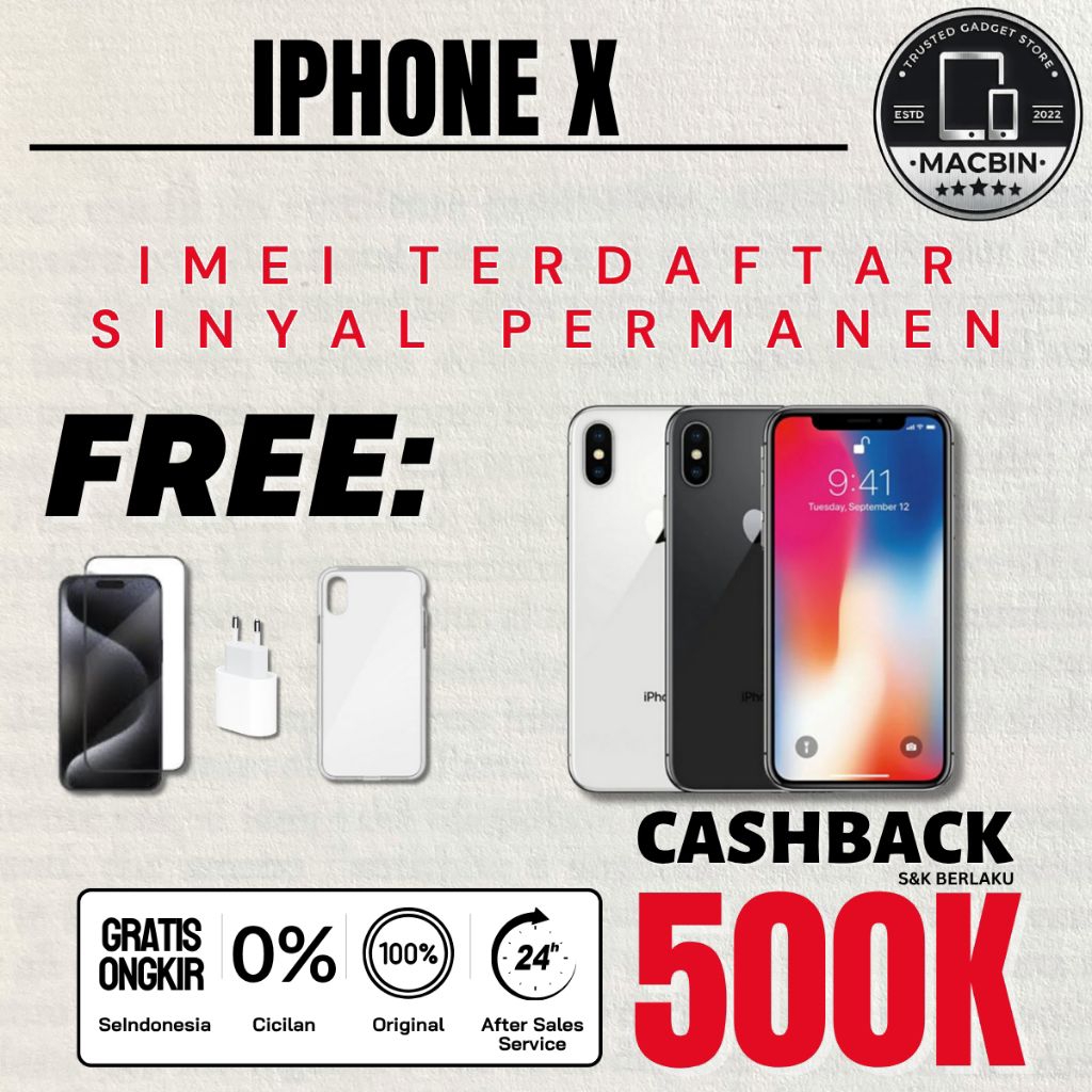 iPhone X 256GB 64GB Second Fullset Resmi Original Not iphone Xr Xs Xs Max