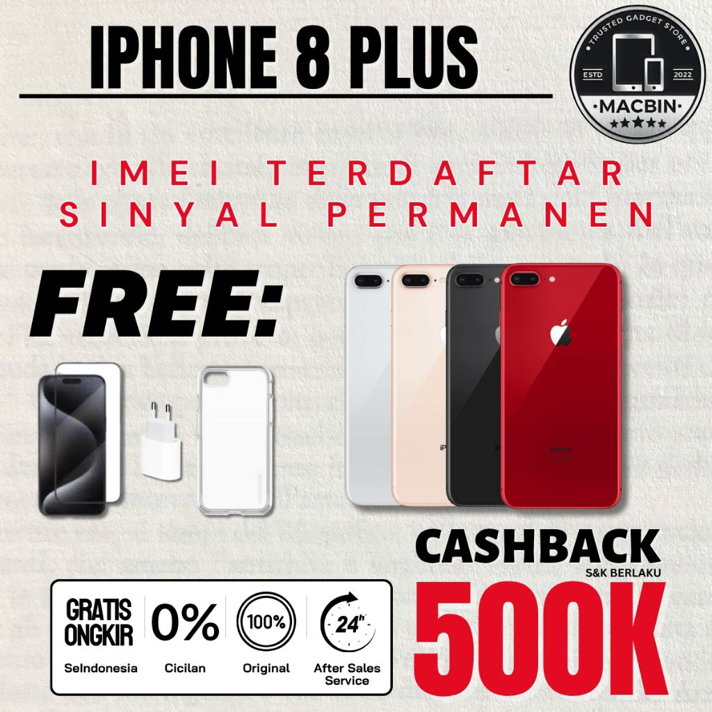 iPhone 8 | 8+ Plus 256GB 64GB Second Fullset Resmi Black Gold Silver Red