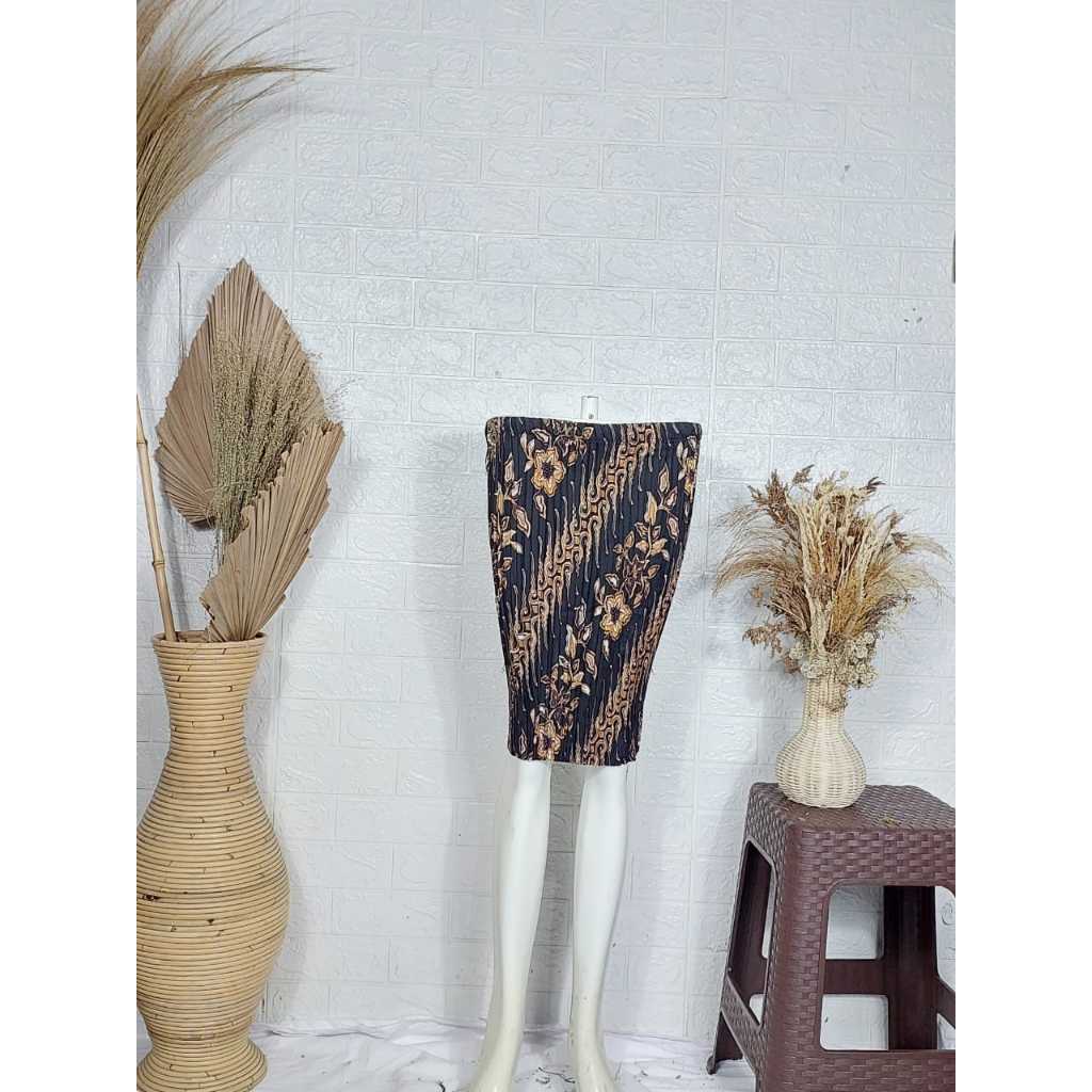 Rok Plisket Batik Modern Bawahan Kebaya Rok Pendek Rok Sembahyang | Rok Kondangan | Rok Batik Wihara