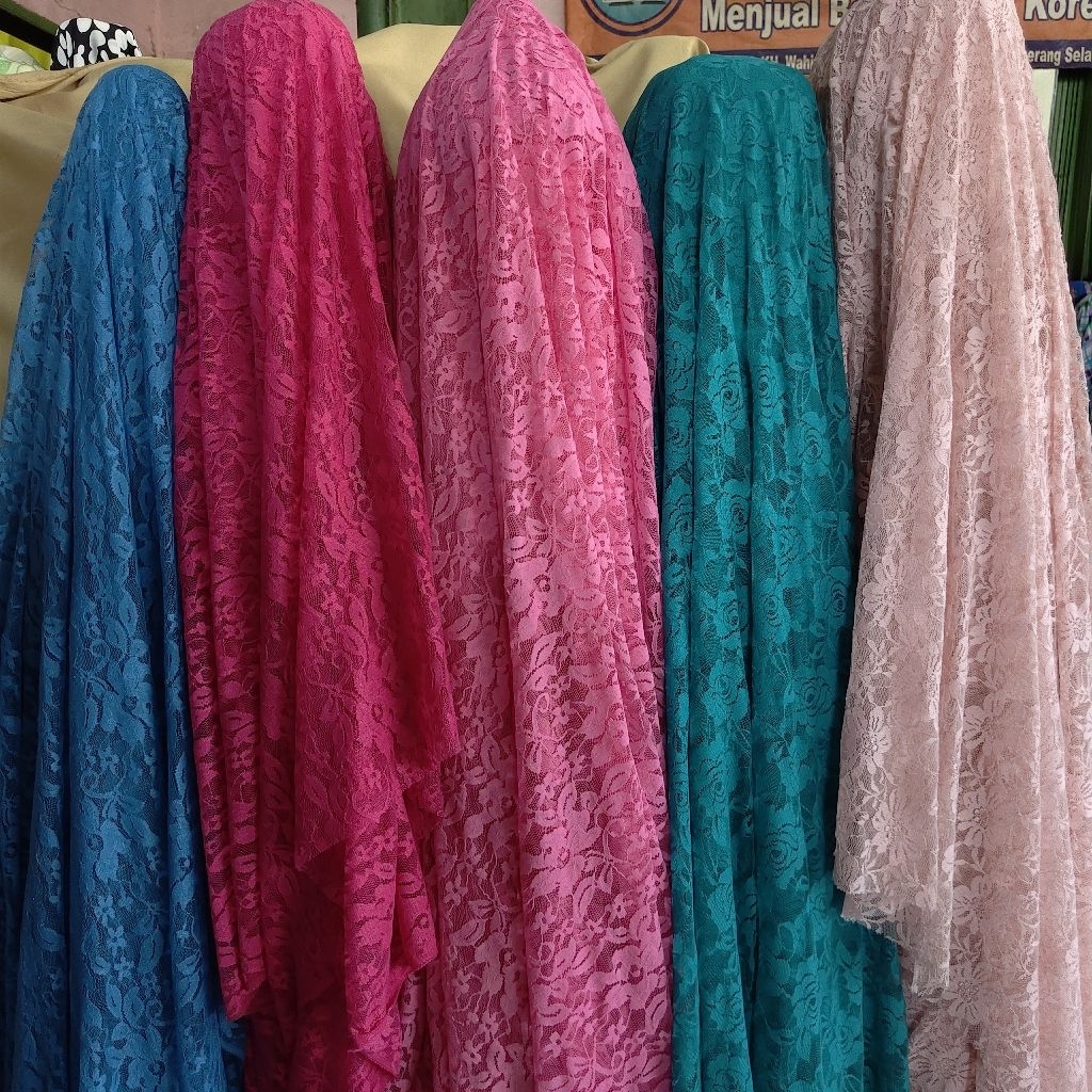 kain brukat spandek bahan melar premium sisa garment - kain brokat spandex - harga persetengah meter